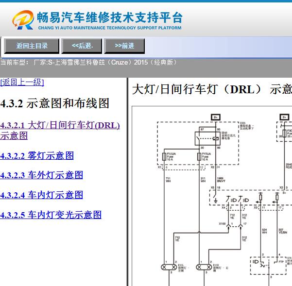 2015年雪佛兰科鲁兹日间行车灯电路图