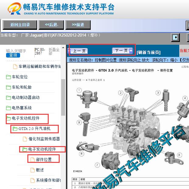 2012-2014年捷豹XF 发动机系统元件位置