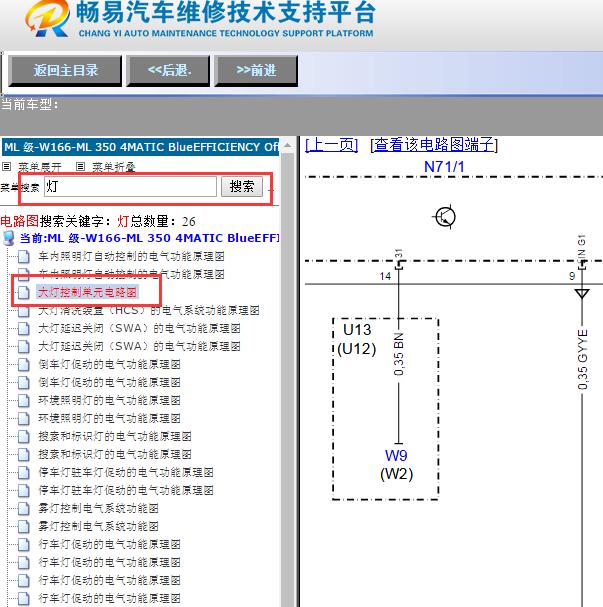 2010年奔驰ML350灯光电路图及保险丝盒位置