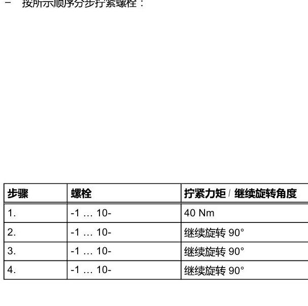 2020年大众宝来BMD发动机缸盖扭矩.