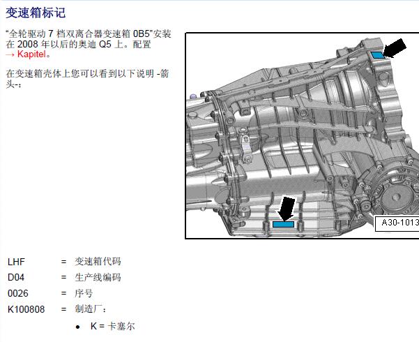 2020年奥迪A6变速箱维修手册