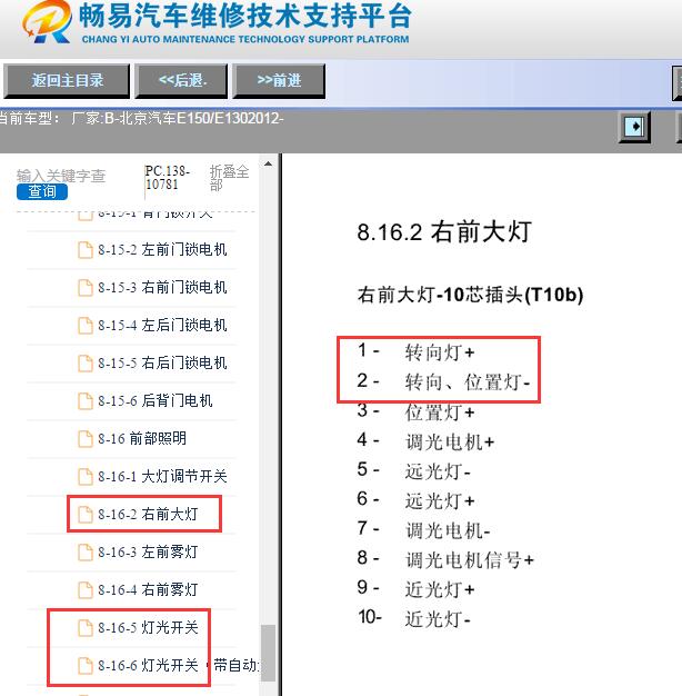 2012年北汽E130/E150转向灯相关电路图