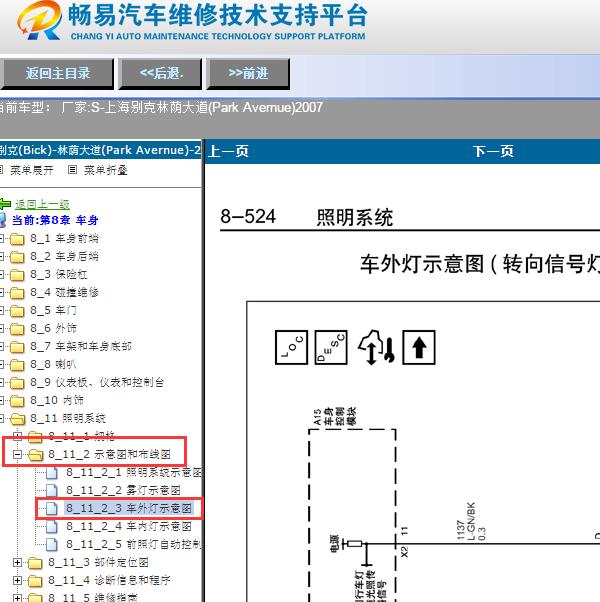 2007年别克林荫大道转向灯电路图