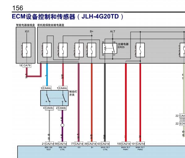 2021年吉利星瑞JLH-4G20TD发动机电路图针脚定义