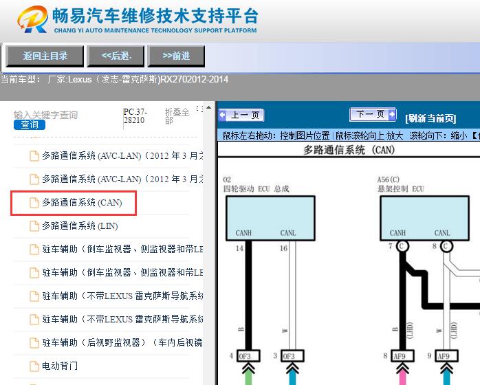 2012-2014年雷克萨斯RX270  CAN电路图