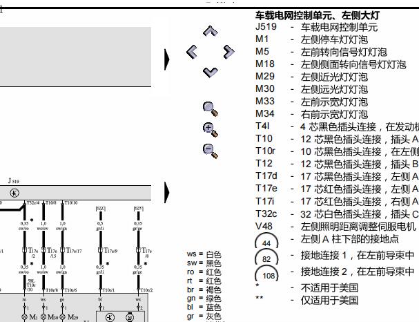 2011年奥迪A6大灯电路图