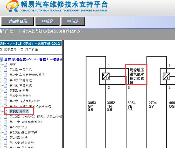 2012年凯迪拉克SLS增压压力传感器电路图