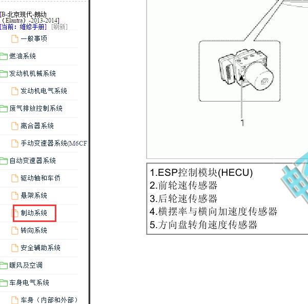 2013-2014年现代朗动转向角传感器位置