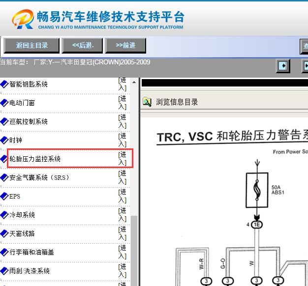 2005-2009年丰田皇冠胎压监测系统电路图