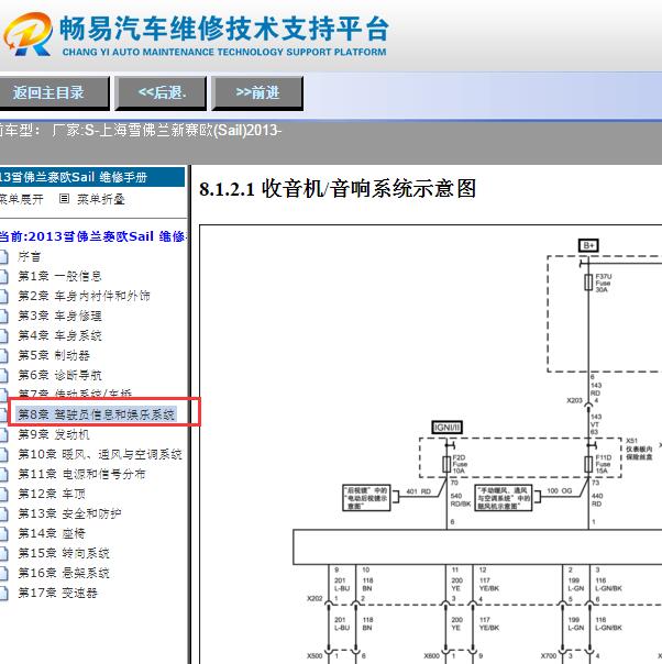2013年雪佛兰赛欧收放机线路图