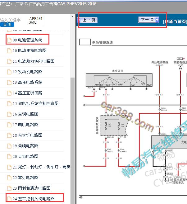 2015-2016年传祺GA5 PHEV充电盒电路图