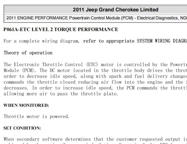 2011年吉普大切诺基P061A故障码资料