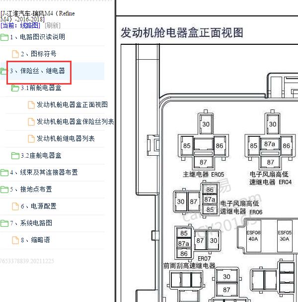 2014-2016年江淮瑞风M4保险继电器位置