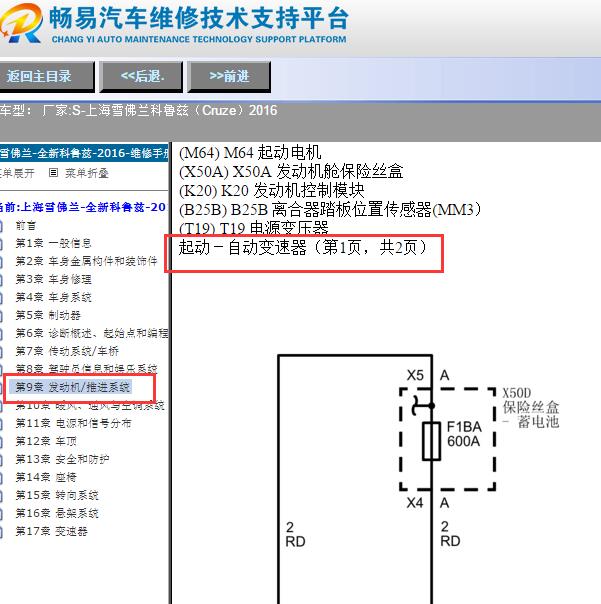 2016年雪佛兰科鲁兹启动机电路图