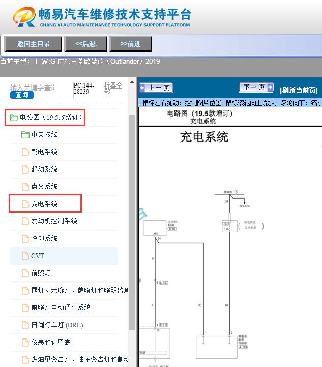 2019年广汽三菱欧蓝德（Outlander） 充电电路图