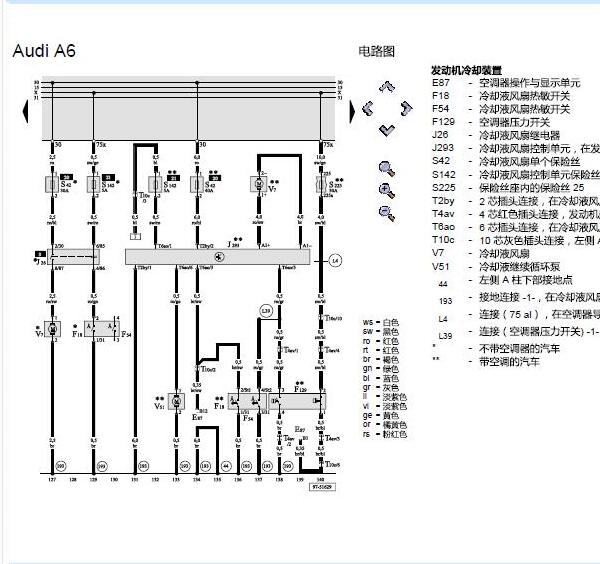2004年奥迪A6 冷却风扇电路图