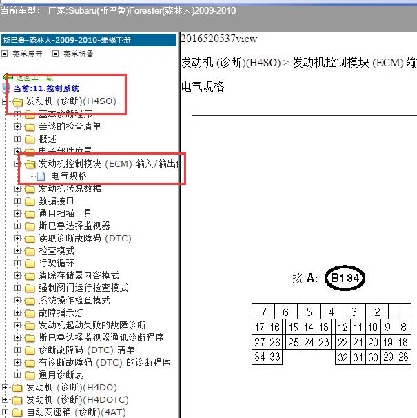 2009-2010年斯巴鲁森林人发动机针脚