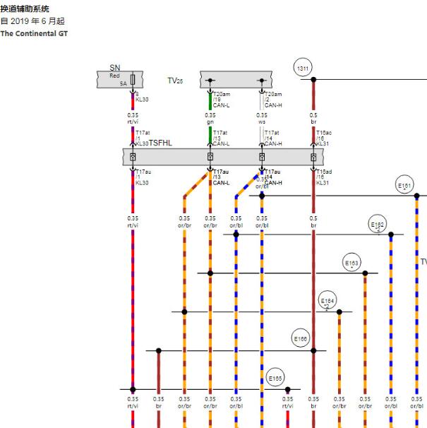 2020年宾利欧陆GT 换挡辅助系统电路图