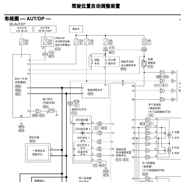2009年日产轩逸记忆座椅电路图