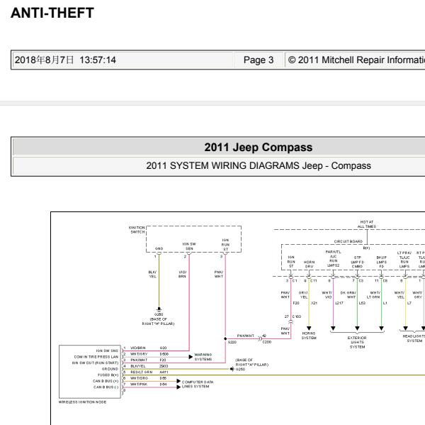 2011年吉普指南者防盗电路图