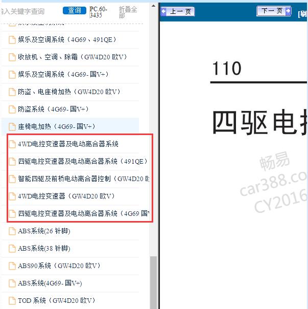 2012-2017年长城风骏5四驱电路图