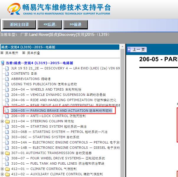 2015年路虎发现驻车制动电路图