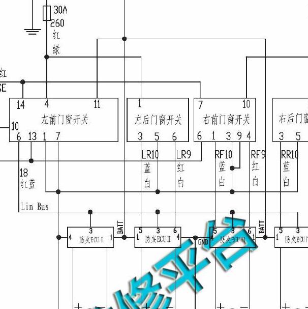 2006年长城哈弗H3车窗升降电路图
