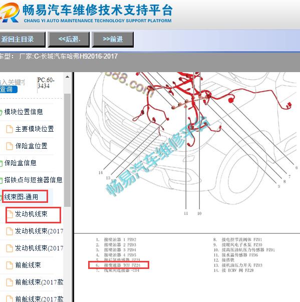 2016-2017年长城H9变速箱电脑安装位置