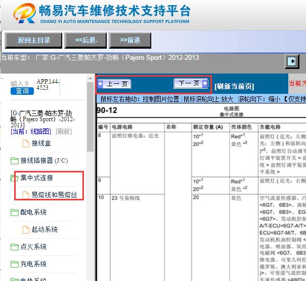 2012-2013年三菱帕杰罗保险丝继电器资料