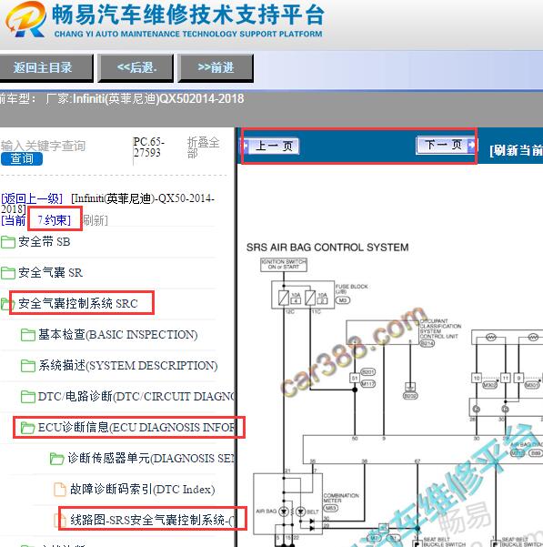 2014-2018年英菲尼迪QX50气囊电路图