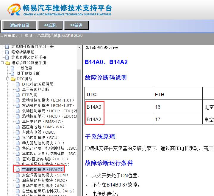 2019-2020年上汽荣威Ei6  故障码B14A0和B14A2