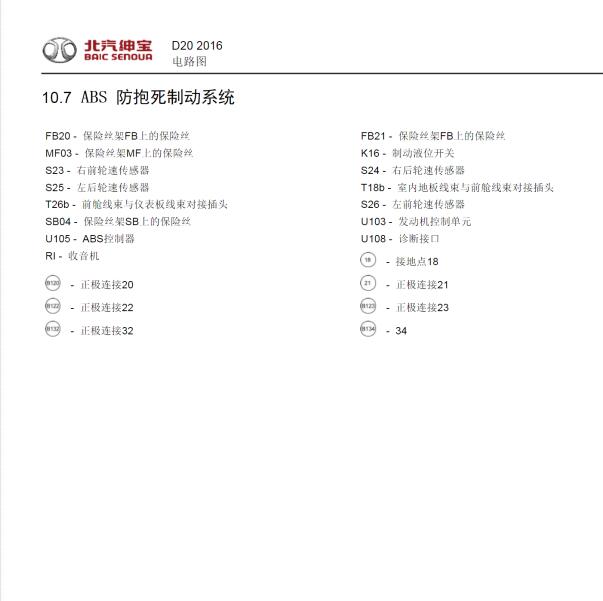 2016年绅宝D20 ABS电路图