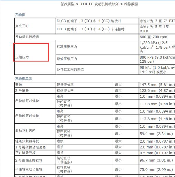 2014年普拉多2TR发动机汽缸压力值