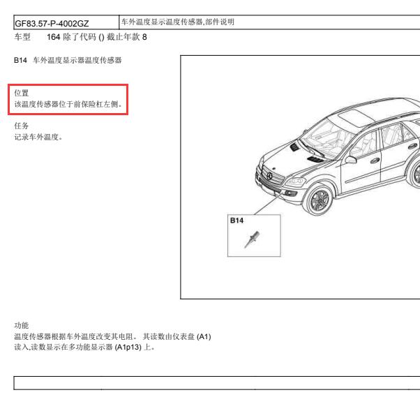 2008年奔驰ML350室外温度传感器位置