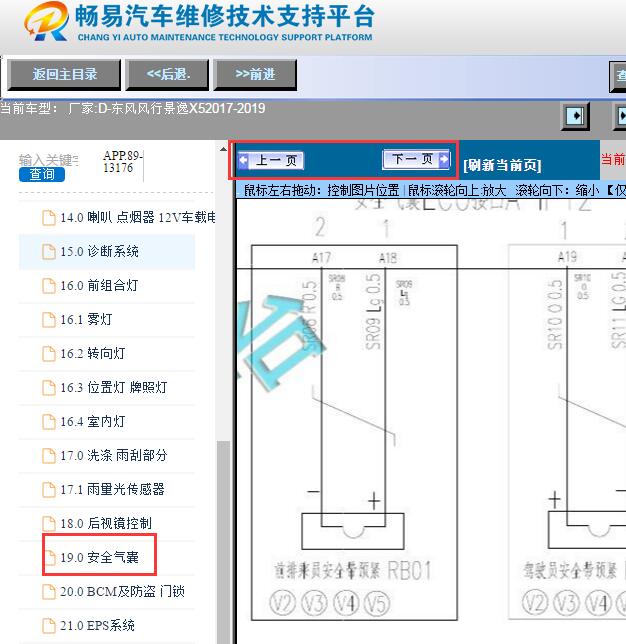 2017-2018年东风风行景逸X5气囊电路图