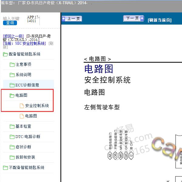 2014年日产奇骏 安全防盗电路图
