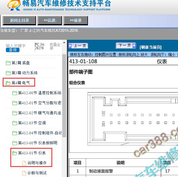 2015-2016年江铃汽车-陆风X7仪表针脚定义图