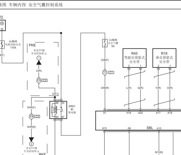 一汽奔腾T55气囊和网络通讯电路图