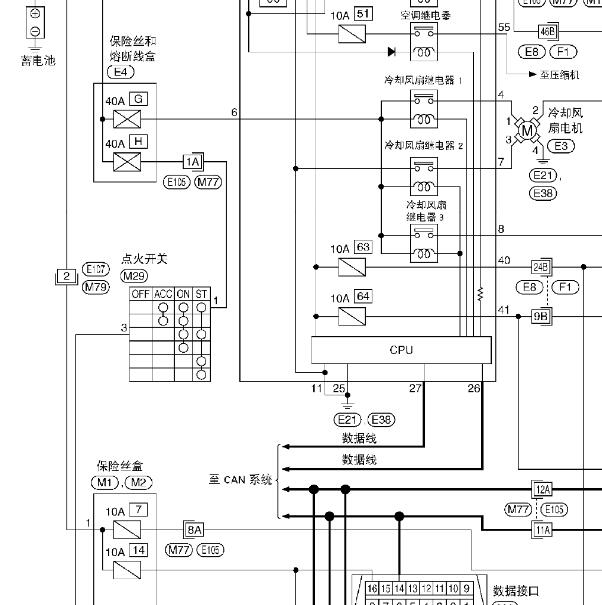 2014年日产 HR16发动机点火电路图