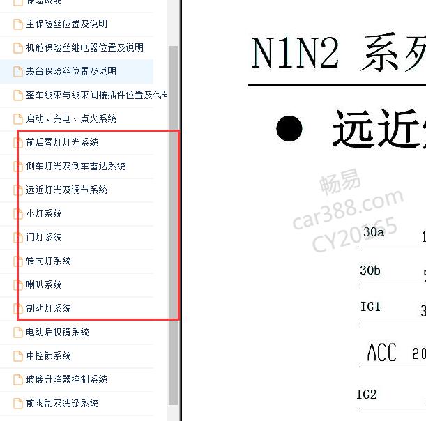 2017-2018年黄海N1 灯光电路图