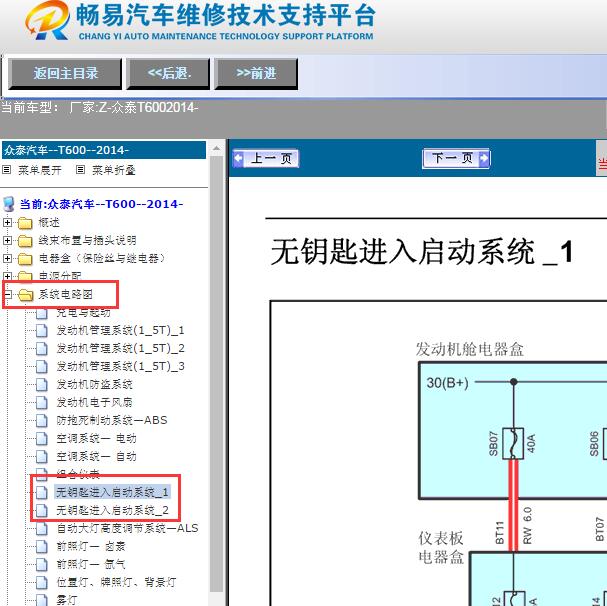 2014年众泰T600一键启动系统电路图