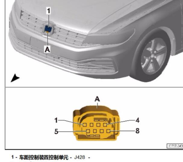 2021年大众宝来车距控制单元J428位置
