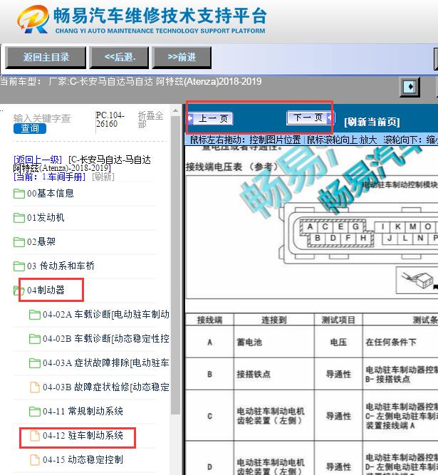2018-2019年马自达阿特兹电子手刹控制模块针脚定义