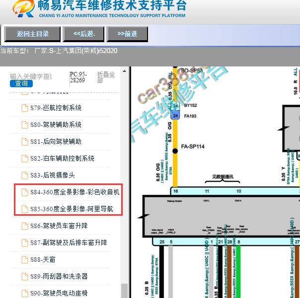 2020年上汽集团(荣威)-i5全景360摄像头电路图