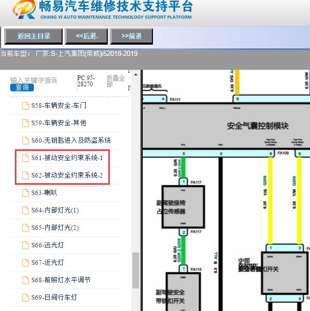 2018-2019年上汽集团(荣威)-i5气囊电路图