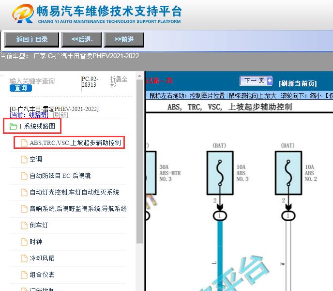 2021-2022年广汽丰田雷凌PHEV  ABS电路图 