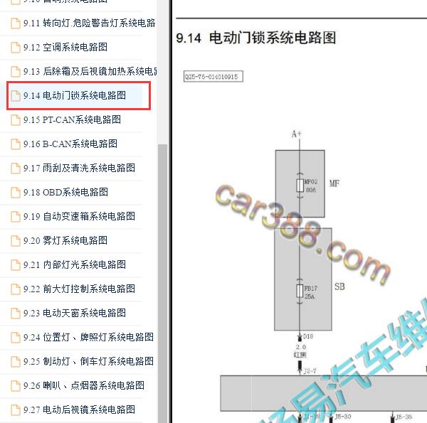 2016-2017年昌河Q25 车身相关电路图