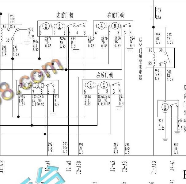 2015年哈弗H6门锁防盗电路图