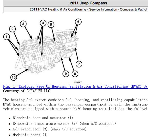 2011年吉普指南者空调部件位置