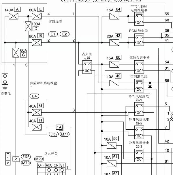 2018年日产轩逸HR16 发动机电路图